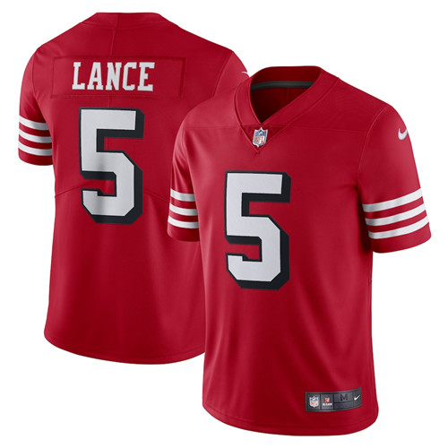 Youth NFL San Francisco 49ers #5 Trey Lance New Red Vapor Untouchable Limited Stitched Jersey